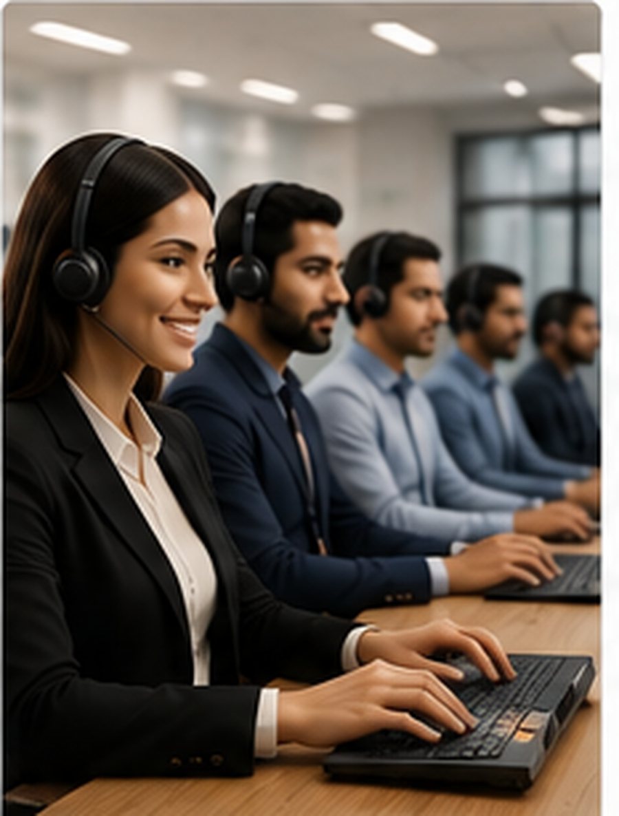 Business process support team providing customer service